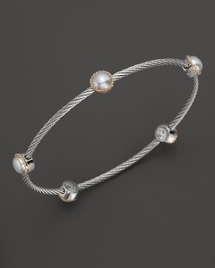 Charriol stainless steel bangle w pearls 395 Charriol stainless steel bangle w pearls 395USD