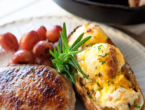 Roasted-Pork-Chop-with-Grapes-and-Twice-Baked-Potatoes-7-600x453